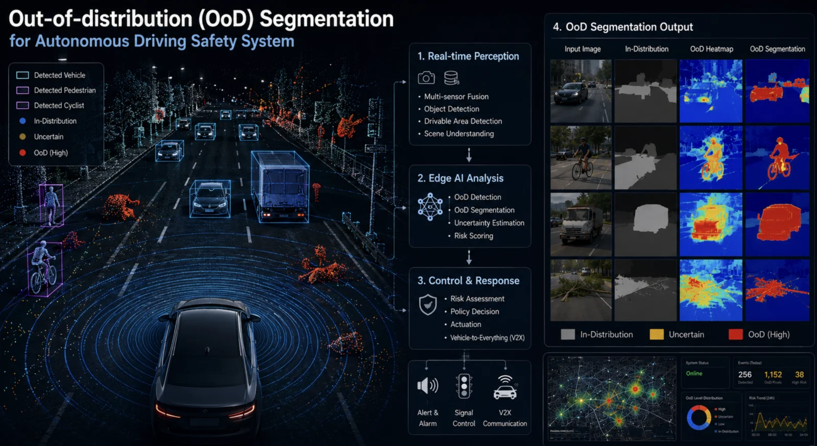 Out-of-distribution segmentation for autonomous driving safety system